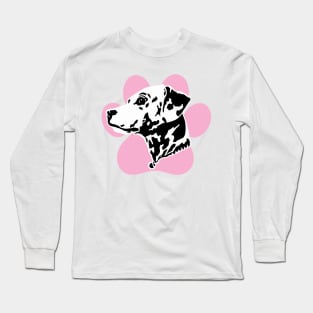 Dalmatian Pink Paw Print Art Long Sleeve T-Shirt